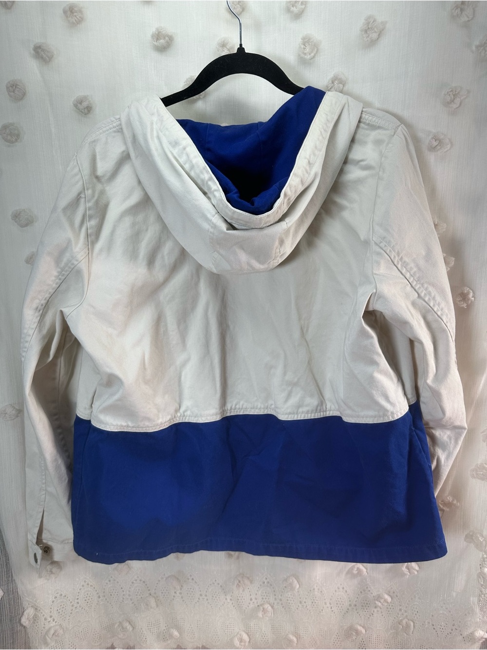J. Crew Women’s Two-Tone Hooded Utility Jacket in White and Blue Size Medium - Picture 6 of 11